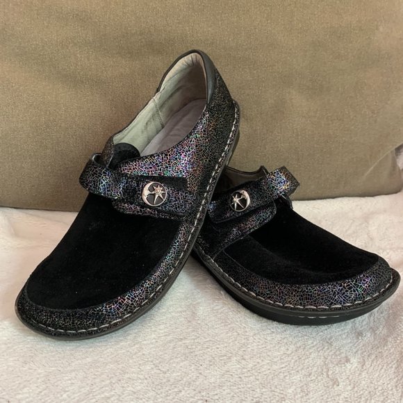 Alegria Women’s Brenna Moon Shadow Slip On Clogs Black Metallic EU 38 US 7/7.5 - Picture 1 of 7